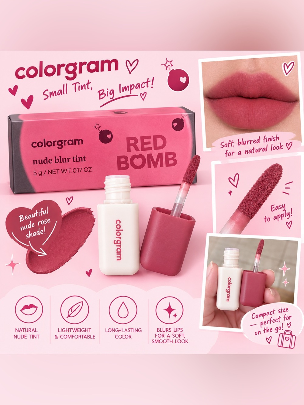Colorgram Red Bomb Nude Blur Tint - Dead Rose